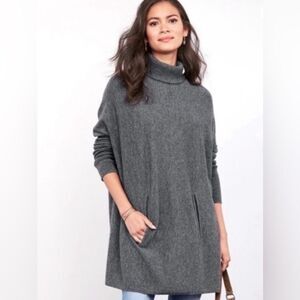 Tahari Oversized Gray Turtleneck Tuni Wool Blend Sweater Size S